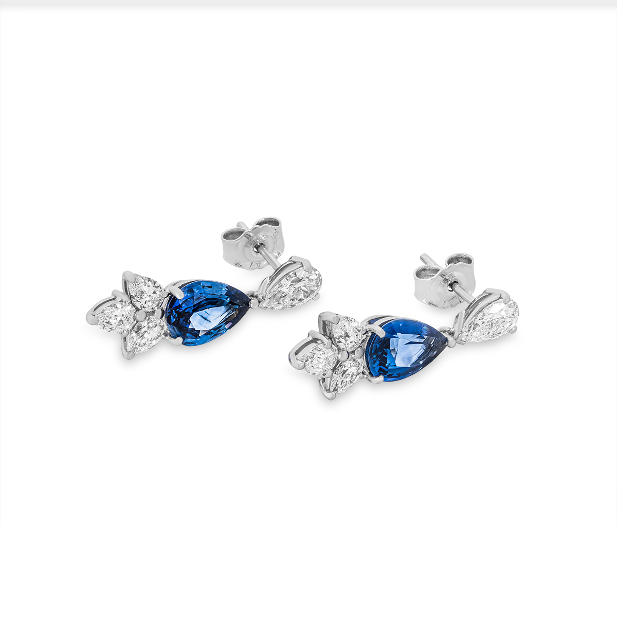 Platinum Sapphire & Diamond Drop Earrings